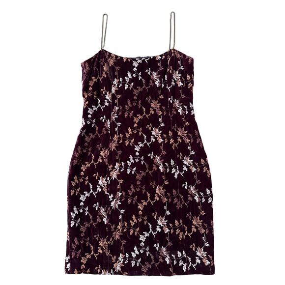 Vintage Oscar de la Renta Velvet Burnout Floral Slip dress chain straps M - Picture 6 of 17